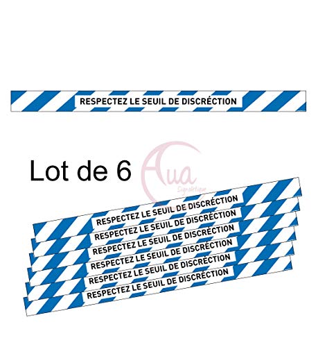 AUA SIGNALETIQUE - Lot de 6 Bandes de Marquage au Sol - Respectez Le seuil de discrétion - Bleu - Autocollant laminé - 1300x100 mm von AUA SIGNALETIQUE