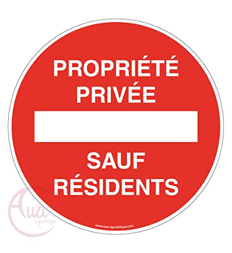 AUA SIGNALETIQUE - Panneau Propriété Privée sauf Résidents - Ø 130 mm, Vinyl Adhésif von AUA SIGNALETIQUE