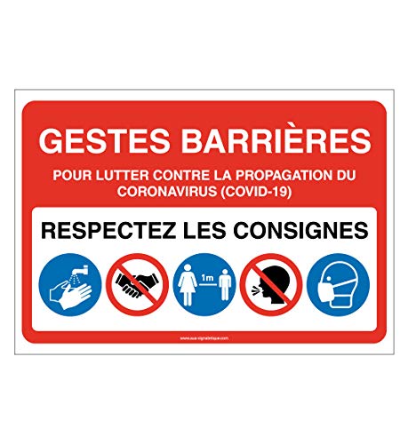 AUA SIGNALETIQUE - Panneau Signalisation : Gestes Barrières et Consignes à Respecter pour l'Accès à l'Etablissement -Rouge - 1200x840 mm, PVC 1.5mm AUA SIGNALETIQUE - Panneau Signalisation : Gestes Barrières et Consignes à Respecter pour l'Accès à l'Etablissement -Rouge - 1200x840 mm, PVC 1.5mm von AUA SIGNALETIQUE