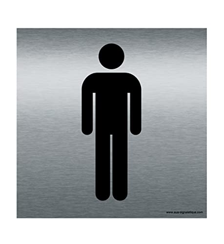 AUA SIGNALETIQUE - Plaque Alu Brossé Toilettes Hommes - 130x130 mm von AUA SIGNALETIQUE