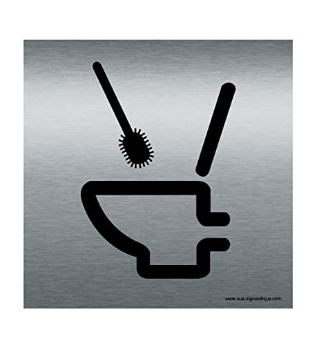 AUA SIGNALETIQUE - Plaque Aluminium Brossé Cuvette et Brosse 130x130 mm von AUA SIGNALETIQUE