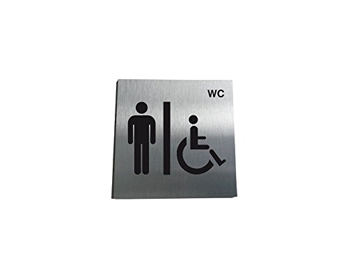 AUA SIGNALETIQUE - Plaque Aluminium Brossé WC PMR Hommes - 130x130 mm von AUA SIGNALETIQUE