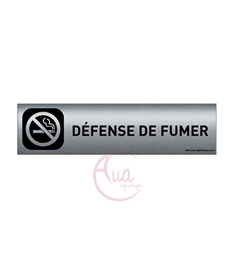 AUA SIGNALETIQUE - Plaque Aluminium brossé imprimé AluSign DARK - 200x50 mm - Double Face adhésif au dos (Défense de fumer) von AUA SIGNALETIQUE