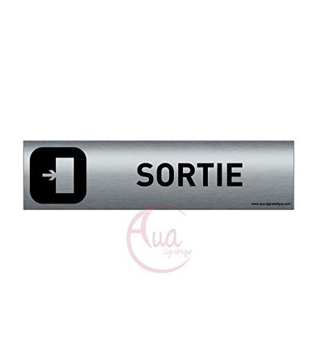 AUA SIGNALETIQUE - Plaque Aluminium brossé imprimé AluSign DARK - 200x50 mm - Double Face adhésif au dos (Sortie à droite) von AUA SIGNALETIQUE