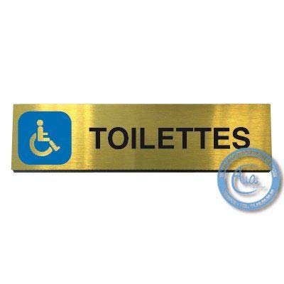 AUA SIGNALETIQUE - Plaque de porte Aluminium brossé doré Toilettes Handicapés 200x50 mm AUA SIGNALETIQUE - Plaque de porte Aluminium brossé doré Toilettes Handicapés 200x50 mm von AUA SIGNALETIQUE