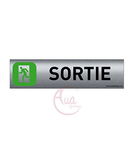 AUA SIGNALETIQUE Plaque de porte aluminium brossé imprimé -Dimensions 200 x 50 mm - Double face adhésif au dos - Impression UV directement sur l'aluminium (Pas de contre collage) (Sortie à gauche) von AUA SIGNALETIQUE