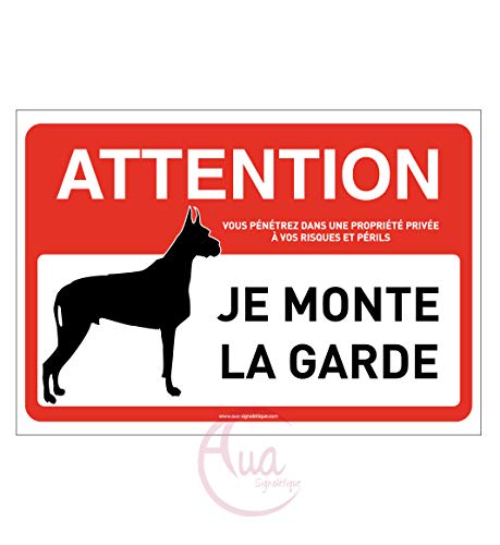 AUA SIGNALETIQUE - Panneau Signalisation Attention Chien : Je Monte la Garde - 300x210 mm, Aluminium Dibond 3mm von AUA SIGNALETIQUE