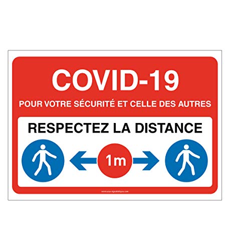 Aua Signaletique - Panneau de Signalisation Respectez la Distance 1 m avec Pictogramme Iso 7010 - Rouge - 300X210 Mm, Vinyl Adhésif von AUA SIGNALETIQUE