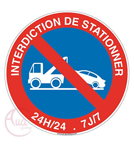 Aua Signaletique - Panneau Interdiction de Stationner 24H/24 Et 7J/7 - Ø 130 Mm, Vinyl Adhésif von AUA SIGNALETIQUE