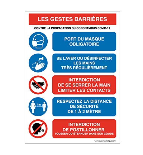 Aua Signaletique - Panneau de Signalisation : les Gestes Barrières - 150X210 Mm, Vinyl Adhésif von AUA SIGNALETIQUE