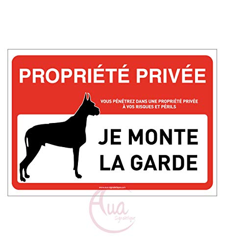 AUA SIGNALETIQUE - Panneau Signalisation Propriété Privée Attention Chien : Je Monte la Garde - 300x210 mm, PVC 1.5mm von AUA SIGNALETIQUE