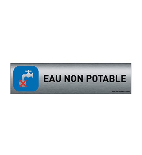 Plaque de porte aluminium brossé imprimé -Dimensions 200 x 50 mm - Double face adhésif au dos - Impression UV directement sur l'aluminium (Pas de contre collage) (Eau non potable) von AUA SIGNALETIQUE