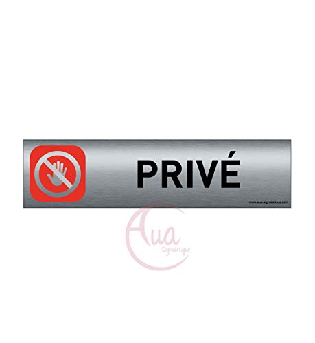 Plaque de porte aluminium brossé imprimé -Dimensions 200 x 50 mm - Double face adhésif au dos - Impression UV directement sur l'aluminium (Pas de contre collage) (privé 2) von AUA SIGNALETIQUE