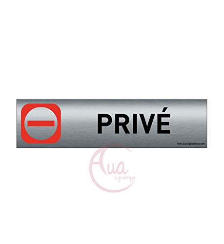 Plaque de porte aluminium brossé imprimé -Dimensions 200 x 50 mm - Double face adhésif au dos - Impression UV directement sur l'aluminium (Pas de contre collage) (privé 3) von AUA SIGNALETIQUE