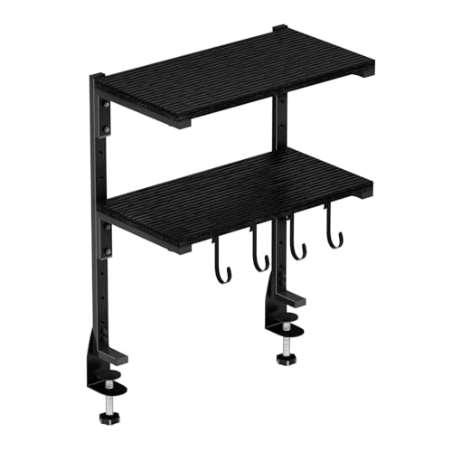 AUATRONNE Klemm-Schreibtischregal, 33 cm über oder unter dem Schreibtisch, 2-stöckiges Regal, verstellbares Metall-Ablage-Tablett für Spielgeräte oder Büro-Schreibtischzubehör und mehr, schwarz, zum AUATRONNE Klemm-Schreibtischregal, 33 cm über oder unter dem Schreibtisch, 2-stöckiges Regal, verstellbares Metall-Ablage-Tablett für Spielgeräte oder Büro-Schreibtischzubehör und mehr, schwarz, zum von AUATRONNE