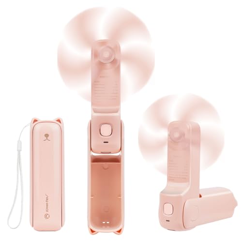AUAUY Tragbarer Handventilator, 3-in-1 Mini Leiseventilator mit 3 Geschwindigkeiten, USB Wiederaufladbarer Faltbarer Ventilator, Kleine Ventilator mit Powerbank und Taschenlampe für Reisen Outdoor AUAUY Tragbarer Handventilator, 3-in-1 Mini Leiseventilator mit 3 Geschwindigkeiten, USB Wiederaufladbarer Faltbarer Ventilator, Kleine Ventilator mit Powerbank und Taschenlampe für Reisen Outdoor von AUAUY
