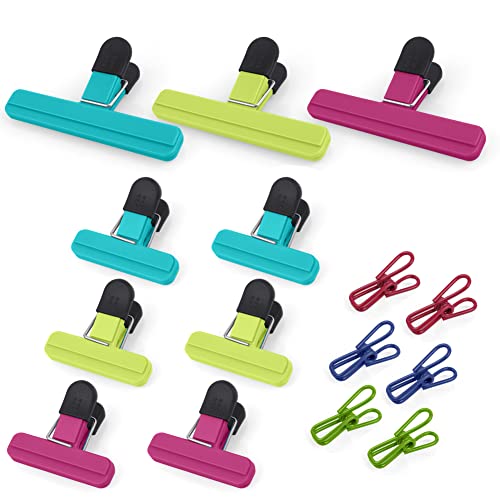 AUAUY 15 Stück Verschlussklammern, Verschlussclips für Tüten, Lebensmittelklammer Tütenclips Frischhalten Food Bag Clips, Beutelclips für Geöffnete Snackbeutel, Kaffee und Lebensmitte (3 Modelle) von AUAUY