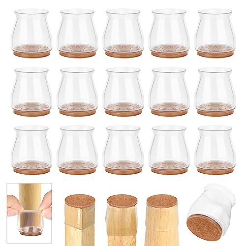 AUAUY 16 Stück Schutzkappen für Stuhlbeine mit Filz, Transparent Silikon Stuhlbeinkappen, Filzgleiter für Stühle, Stuhlkappen Rund für Hartholzböden, Verschleißfeste Stuhlbeinschoner (#2-S/18-30mm) AUAUY 16 Stück Schutzkappen für Stuhlbeine mit Filz, Transparent Silikon Stuhlbeinkappen, Filzgleiter für Stühle, Stuhlkappen Rund für Hartholzböden, Verschleißfeste Stuhlbeinschoner (#2-S/18-30mm) von AUAUY