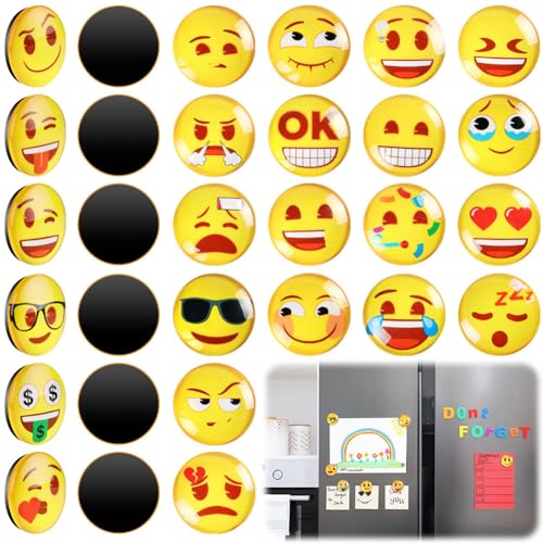 AUAUY 30 Stück Magnete, Emoji Kühlschrankmagnete lustige Smiley Magnets Dekorative für Magnettafel, Kühlschrank, Whiteboard, Küche, Pinnwand Büro, Lustige Süße Magnete Geschenke für Erwachsene Kinder von AUAUY