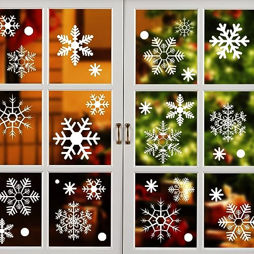 AUAUY 302 PCS Fensterdeko Schneeflocken, Weihnachten Fensterbilder, Wiederverwendbar Statisch Haftend PVC Aufkleber für Fenster Vitrine Türen Schaufenster Winter Schneeflocken Weihnachtsdeko von AUAUY