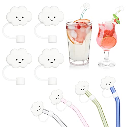AUAUY 4 Stück Entzückende Silikon Strohhalm Abdeckung, Wiederverwendbare Trinkhalm Straw Stopper, Staubdicht Tragbare Strohkappen Abdeckungen, Strohstopfen für Dekor 7-8mm Strohhalme (Baiyun) von AUAUY