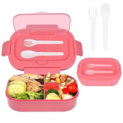 AUAUY Brotdose Kinder mit Fächern, BPA Frei Lunchbox Kinder, Bento Box Kinder, Auslaufsicher Bento Box Kinde, Brotbox für Mädchen, Jungen, Snackbox, Perfekt für Schule, Kindergarten, Ausflüge (Rosa) von AUAUY