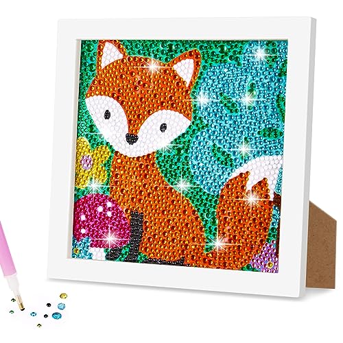 AUAUY Diamond Painting Kinder mit Holzrahmen, 5D DIY Diamond Painting Set, Malen Nach Zahlen Diamant Painting Kinder Mädchen Erwachsene, Diamant Painting Bilder Arts Craft für Home Wand Decor (Fuchs) von AUAUY