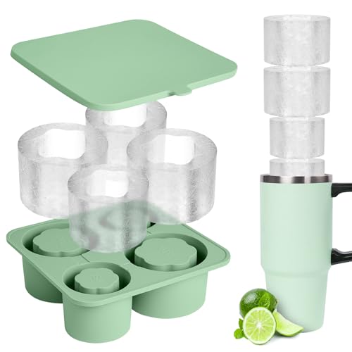 AUAUY Eiswürfelform für Stanley Cups, Eiswürfelform Silikon für Stanley Thermobecher, 4 Fach Eiswürfelschale mit Deckel und Behälter, Eiswürfelschale Sichere Eiswürfel Form für 20-40 Oz Becher (Grün) AUAUY Eiswürfelform für Stanley Cups, Eiswürfelform Silikon für Stanley Thermobecher, 4 Fach Eiswürfelschale mit Deckel und Behälter, Eiswürfelschale Sichere Eiswürfel Form für 20-40 Oz Becher (Grün) von AUAUY