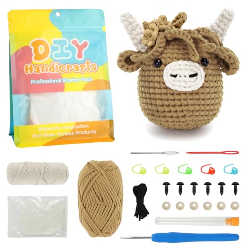 AUAUY Häkelset, Tierhäkelarbeit Häkelpaket für Anfänger, Tier Häkelpaket, Anfänger-Häkel-Starter-Kit, Anfänger-Häkel-Starter-Kit mit Anleitung Stricken, Häkel-Strick-Kit für Anfänger und Erwachsene von AUAUY