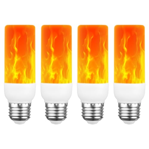 AUAUY LED Flammen Glühbirne, 2W E27 Flammeneffekt Glühbirnen, 3 Beleuchtungsmodi Flackernde Dekorative Atmosphärenlampen für Drinnen und Draußen für Zuhause Garten Bar Halloween Weihnachten (4 Stück) von AUAUY