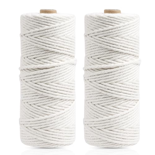 AUAUY Premium Makramee Garn, Baumwollgarn Makramee 2er Set, | 3mm x 50m | 100% Baumwolle | Makramee Baumwollgarn für DIY Handwerk, Hängepflanze, Boho Deko, Blumenampel, Pflanzenbügel AUAUY Premium Makramee Garn, Baumwollgarn Makramee 2er Set, | 3mm x 50m | 100% Baumwolle | Makramee Baumwollgarn für DIY Handwerk, Hängepflanze, Boho Deko, Blumenampel, Pflanzenbügel von AUAUY