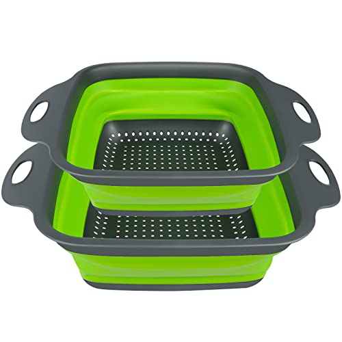 AUAUY Faltbarer Seiher Sieb, 2 Stück Faltbare Abtropfsieb, Silikon Faltbarer Nudelsieb, Umweltfreundlich Non-Toxic Leicht zu Reinigen, Filter Gemüse Frucht Korb für Zuhause Sowie Outdoor Camping Küche von AUAUY