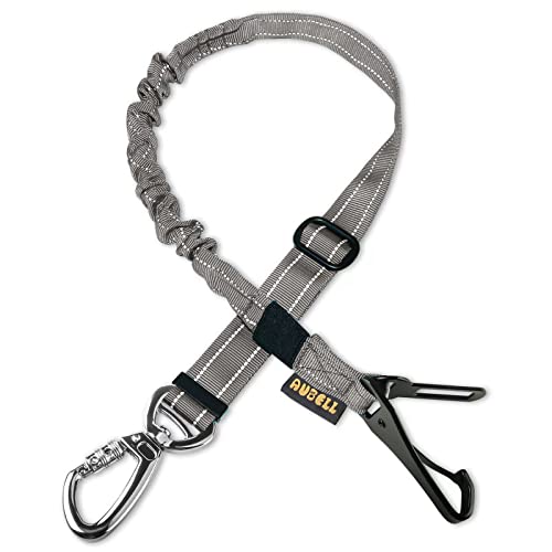 AUBELL Anschnallgurt Hund Auto,Einstellbar Haustier Auto sicherheitsgurt für Hunde, Bungee Hunde Anschnallgurt Geschirr Tether mit Clip Haken-Verschluss & Schnalle, Swivel Karabiner, Grau von AUBELL