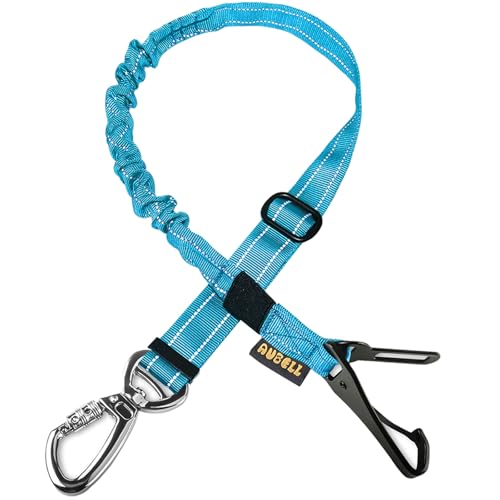 AUBELL Anschnallgurt Hund Auto,Einstellbar Haustier Auto sicherheitsgurt für Hunde, Bungee Hunde Anschnallgurt Geschirr Tether mit Clip Haken-Verschluss & Schnalle, Swivel Karabiner,Blau von AUBELL