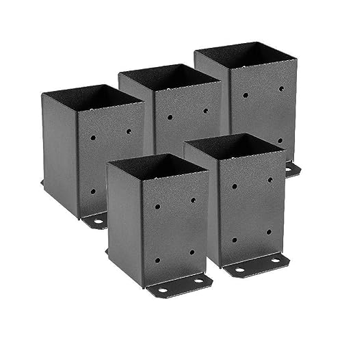 3,6×3,6 Zoll Zaunpfosten-Basismontage 3 5 10 Stück Anker for Betondeckpfosten, pulverbeschichtet, 2,5 Pfund, mit 26 selbstschneidenden Schrauben(Black 5pcs) von AUBEST