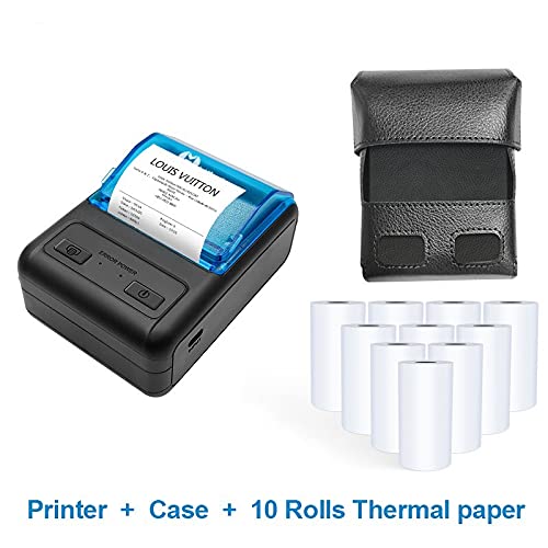 AUBEST Etikettendrucker, Tragbare Druckeraufkleber Mini Thermische Multifunktionale Bluetooth-Maschine Home Office Unterstützung mehrerer Systeme(Add Case Ten Rolls) von AUBEST