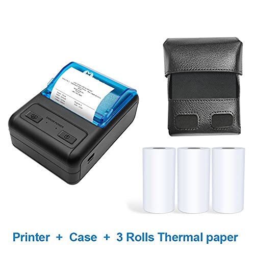 AUBEST Etikettendrucker, Tragbare Druckeraufkleber Mini Thermische Multifunktionale Bluetooth-Maschine Home Office Unterstützung mehrerer Systeme(Add Case Three Rolls) von AUBEST