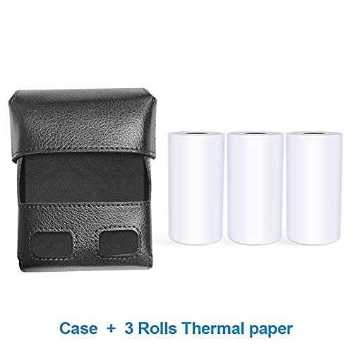 AUBEST Etikettendrucker, Tragbare Druckeraufkleber Mini Thermische Multifunktionale Bluetooth-Maschine Home Office Unterstützung mehrerer Systeme(Case Three Rolls) von AUBEST