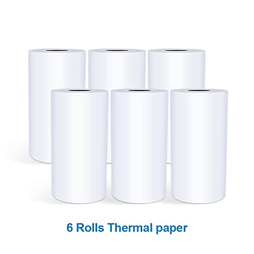 AUBEST Etikettendrucker, Tragbare Druckeraufkleber Mini Thermische Multifunktionale Bluetooth-Maschine Home Office Unterstützung mehrerer Systeme(Six Rolls Paper) von AUBEST