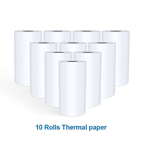 AUBEST Etikettendrucker, Tragbare Druckeraufkleber Mini Thermische Multifunktionale Bluetooth-Maschine Home Office Unterstützung mehrerer Systeme(Ten Rolls Paper) von AUBEST