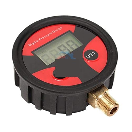 Druckregler, 0-200PSI Luftdruckmessrät Zifferblatt Meter Tester Kupfer Gummi, Digitales Reifendruckmessrät Werkzeug for Auto LKW Fahrrad Auto Auto Reifen(With Backlight) von AUBEST