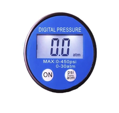Druckregler, 40 mm LCD-Digital-Manometer, 450 psi/30 atm, Mini-3-V-Batterieversorgungsmanometer mit RS232-USB(Blue) von AUBEST