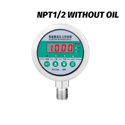 Druckregler, Digitales Manometer 80 mm 24 V Edelstahlsteuerung, Online- und Offline-Druckschalter for Ölkompressor(NPT1-2 Bottom,0-1MPa) von AUBEST