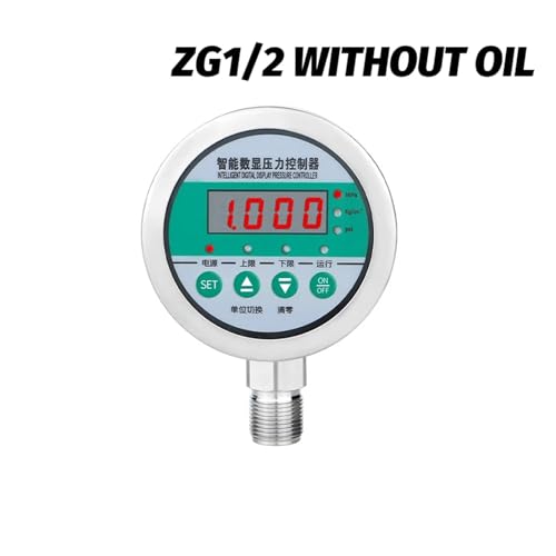 Druckregler, Digitales Manometer 80 mm 24 V Edelstahlsteuerung, Online- und Offline-Druckschalter for Ölkompressor(ZG1-2 Bottom,0-25MPa) von AUBEST