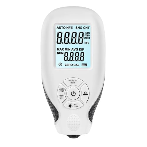 Farbdickenmessgerät, Schichtdickenmessgerät Autolackfilmtester LCD-Anzeige Manuelles Lackdickenmessgerät for Autos Messwerkzeuge 0-2000um(White) von AUBEST