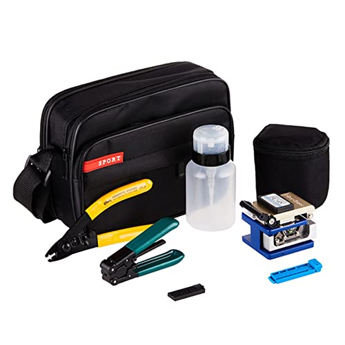 Fiberschere, Faseroptisches Werkzeug 7 in 1 Ftth. Spleißfaseroptik-Tool-Kits Fiber Stripper + Faser-Kleber und Werkzeuge Bag Kit von AUBEST