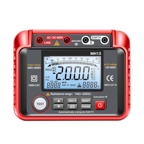 Kondensatortester, MH13 Ohm Tester Digital-Multimeter Megometro Isolierung Erde Hochspannung Widerstand Meter Tester Megohmmeter Werkzeug von AUBEST