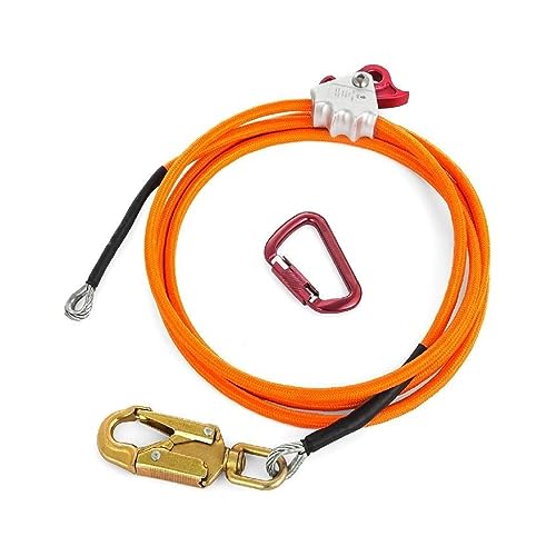 Sicheres Stahlkern-Lanyard-Kit mit zuverlässigem Flipline-Einsteller und drehbarem Karabinerhaken, geeignet for Baumklettern und Kletterer(2.4M,12mm) von AUBEST