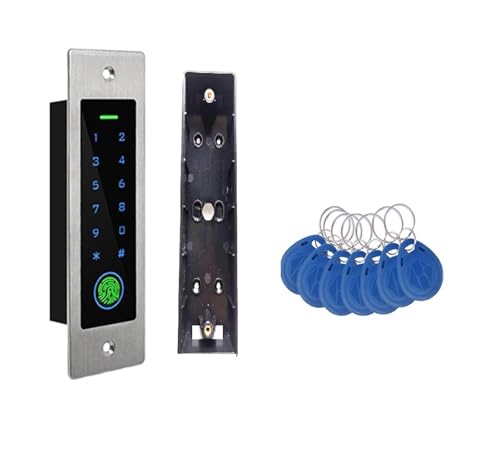 Toröffner, Wasserdichte Fingerabdruck-Metall-Zugangskontrolltastatur, RFID, 125 kHz, eingebettetes Design, Passwortleser, Toröffner, Zugangskontrolle(With base) von AUBEST