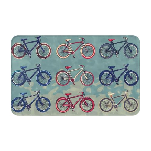 AUBKFELD Bedruckte Fußmatte mit Cartoon-Fahrrädern, 80 x 49 cm, Flanell, rutschfeste Bodenmatte, Fußmatten für Hauseingänge und haustierfreundliche Räume AUBKFELD Bedruckte Fußmatte mit Cartoon-Fahrrädern, 80 x 49 cm, Flanell, rutschfeste Bodenmatte, Fußmatten für Hauseingänge und haustierfreundliche Räume von AUBKFELD